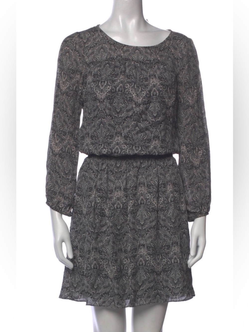 Joie Grey 100% Silk Paisley Mini Dress